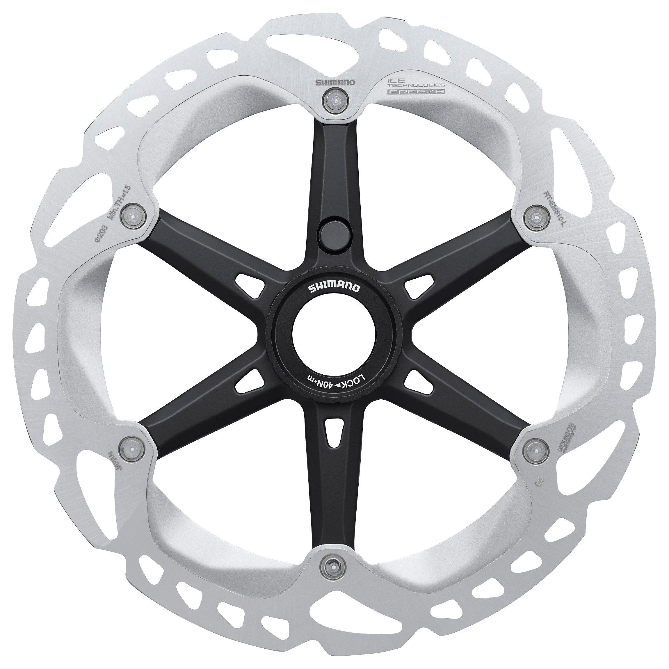 Shimano Bremsscheibe RT-EM810-L 203mm Ice-Tech Freeza mit Lock-Ring-Befestigung für E-Bike mit außenverz. Ring