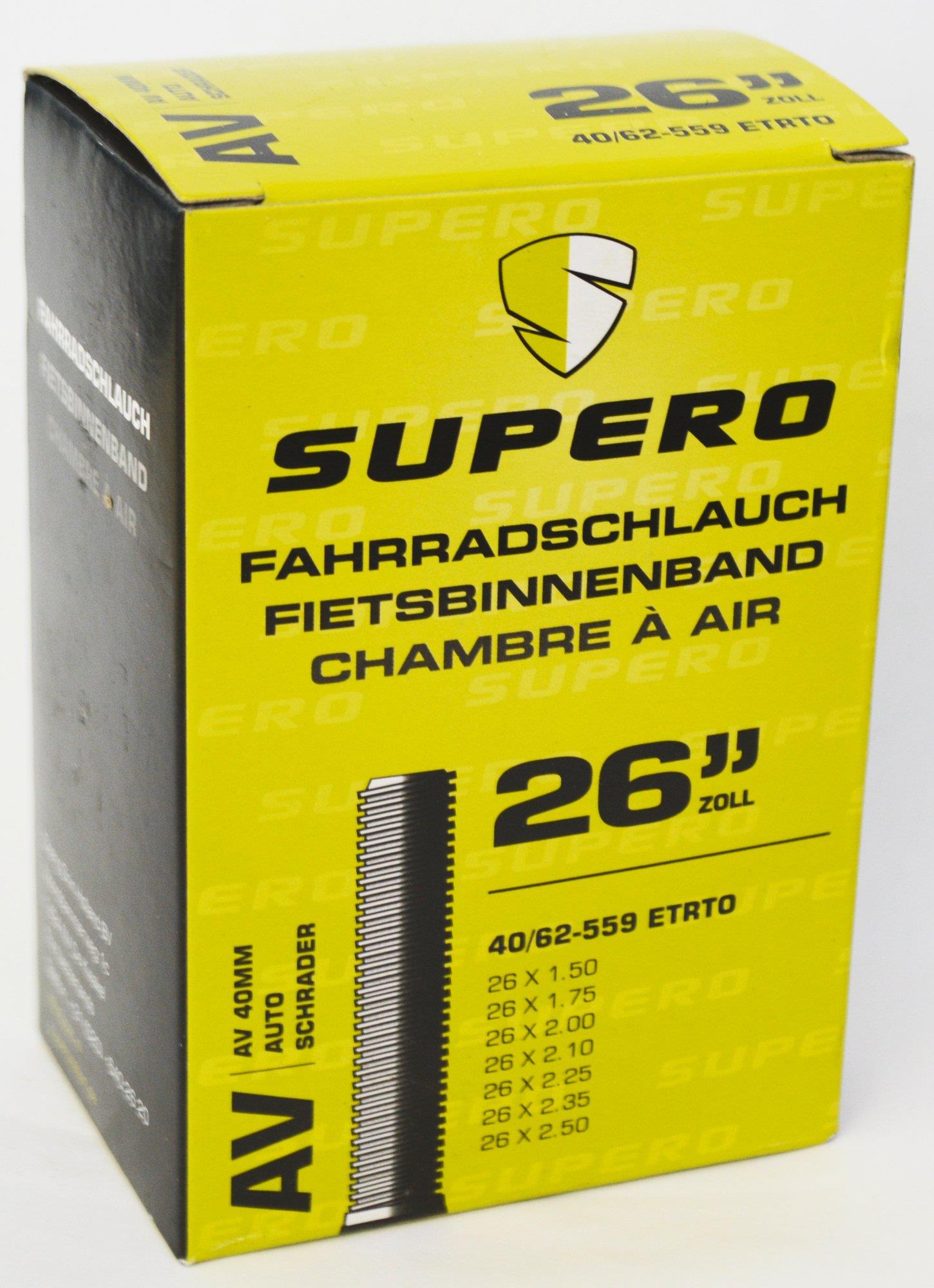 Supero Schlauch 26 Zoll 40-62 / 559 1,50 bis 2,50 Zoll AV