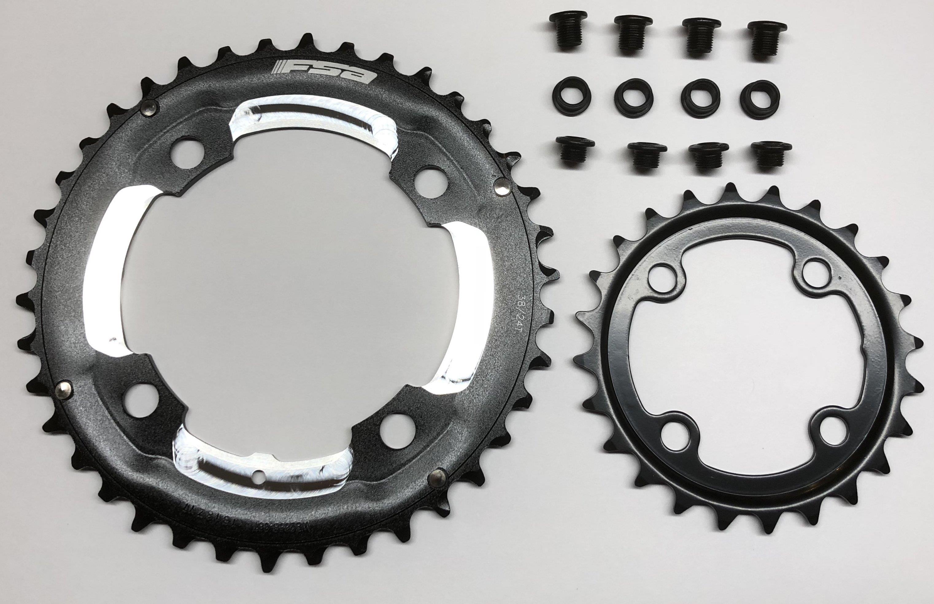 FSA Kettenblatt 104mm ø 38 Zähne  für Brose E-Bikes mit 2 Kettenblätter incl. 24er Kettenblatt