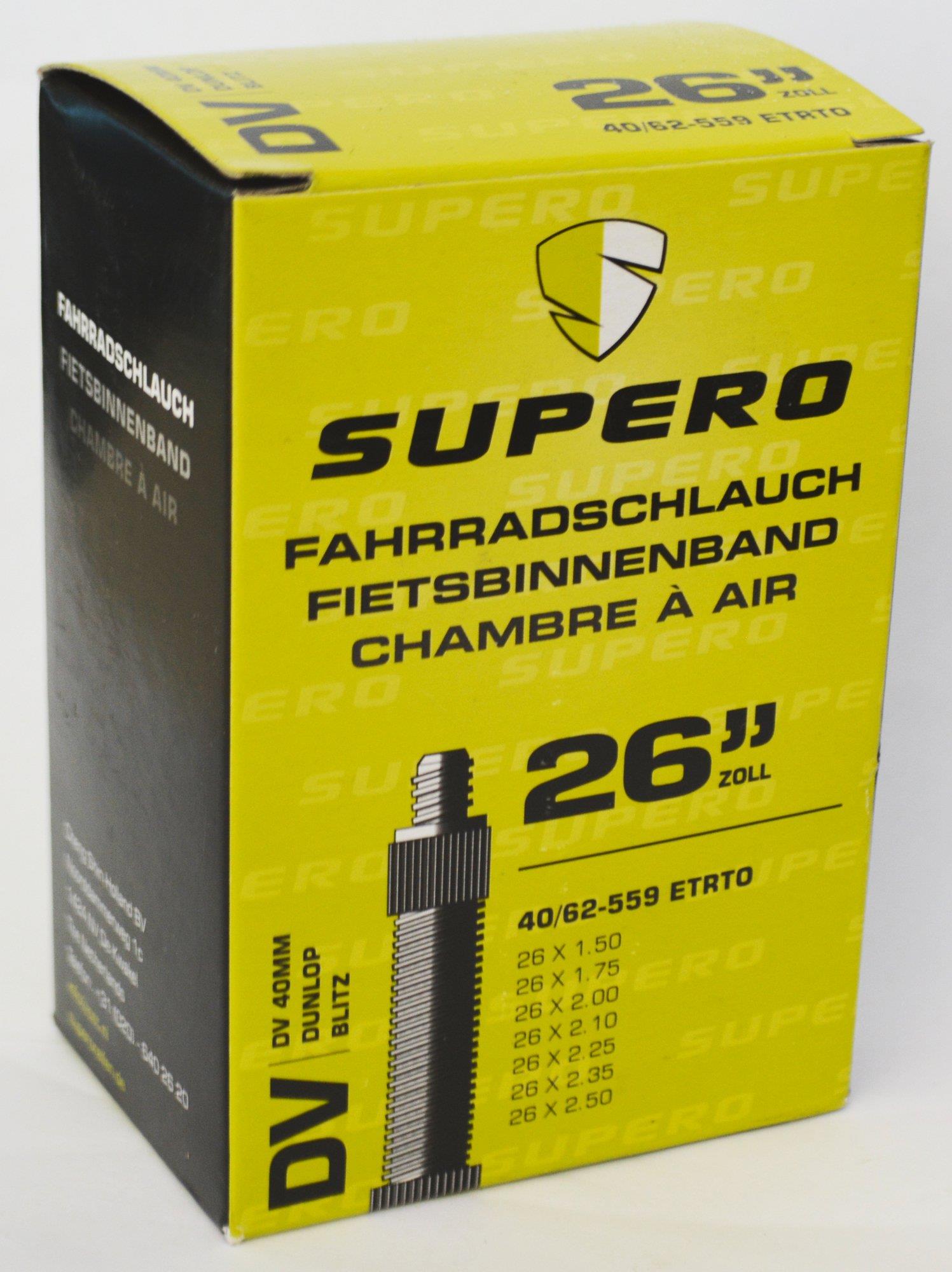 Supero Schlauch 26 Zoll 40-62 / 559 1,50 bis 2,50 Zoll DV
