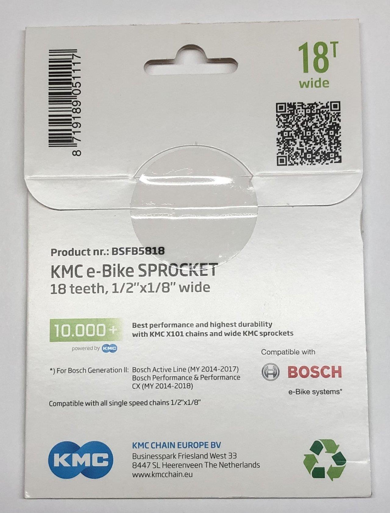 KMC Kettenrad für Bosch Modelle 2. Generation ab 2014 18 Zähne 1/8 Zoll schwarz 10.000km+